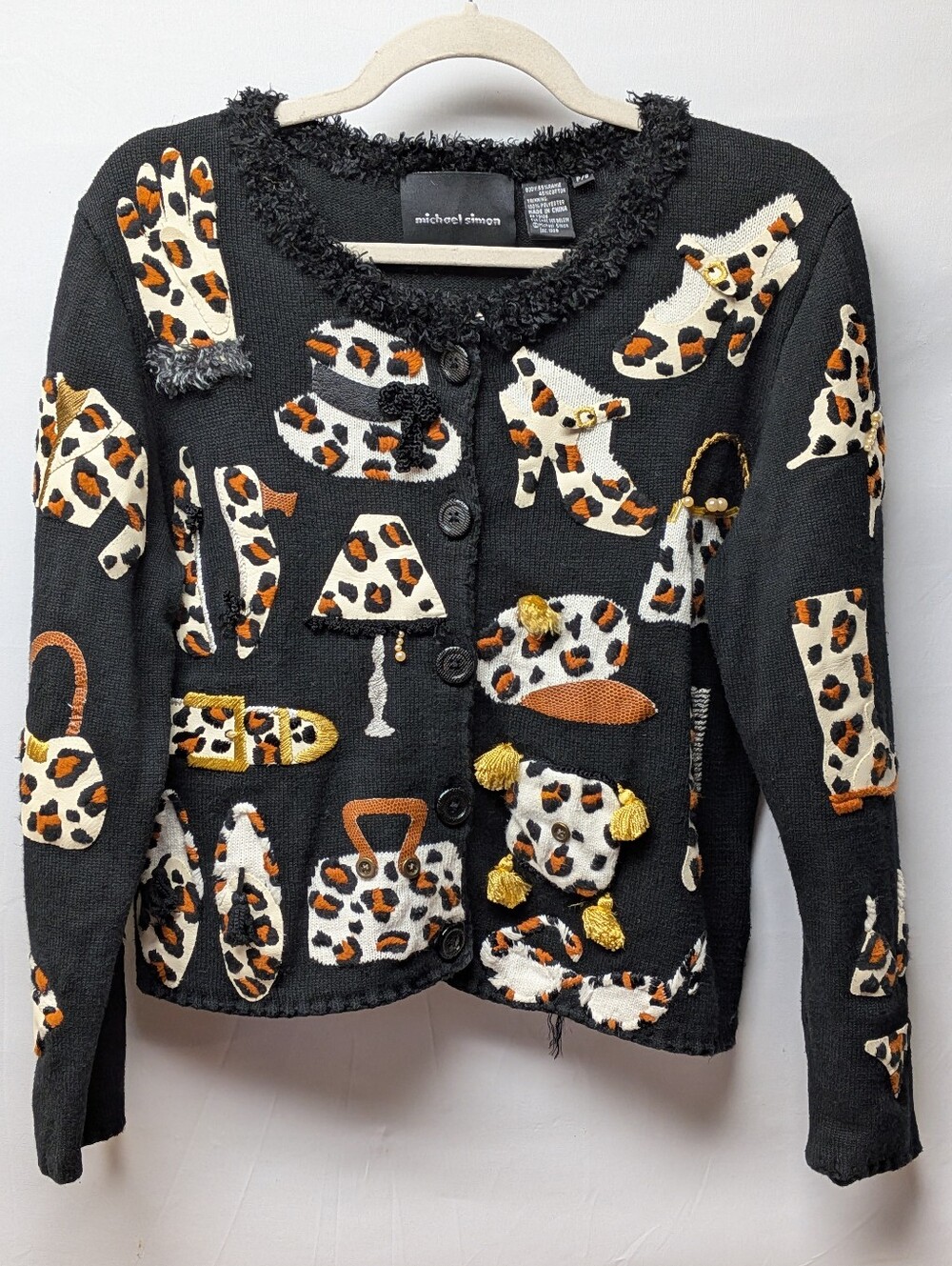 Michael Simon Vintage Leopard Print Cardigan.
